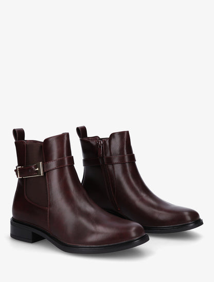 Bottines en simili à cheville élastiquée - Bordeaux - 4
