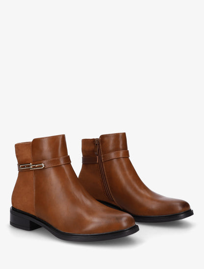 Bottines en simili à contrefort en suédine - Camel - 4