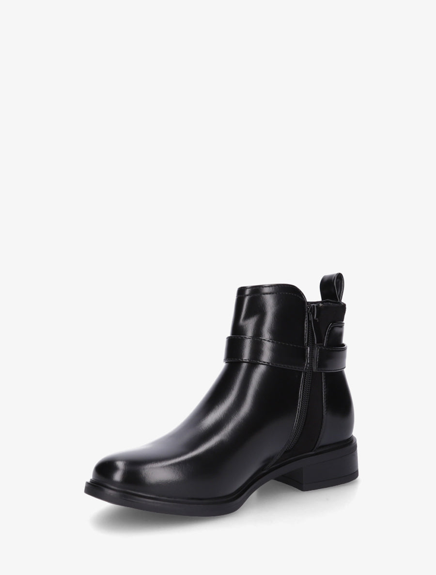 Bottines en simili avec sangle décorative - Noir - 3