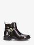Bottines en simili avec sangle décorative - Marron - 1