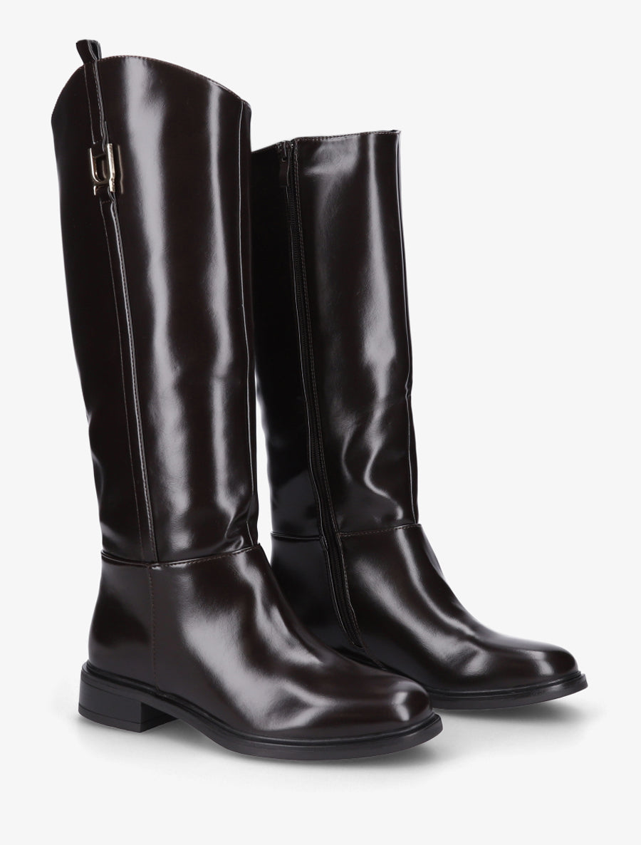 Bottes simili style cavalière - Marron - 4