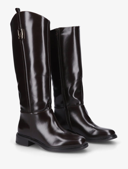 Bottes simili style cavalière - Marron - 4