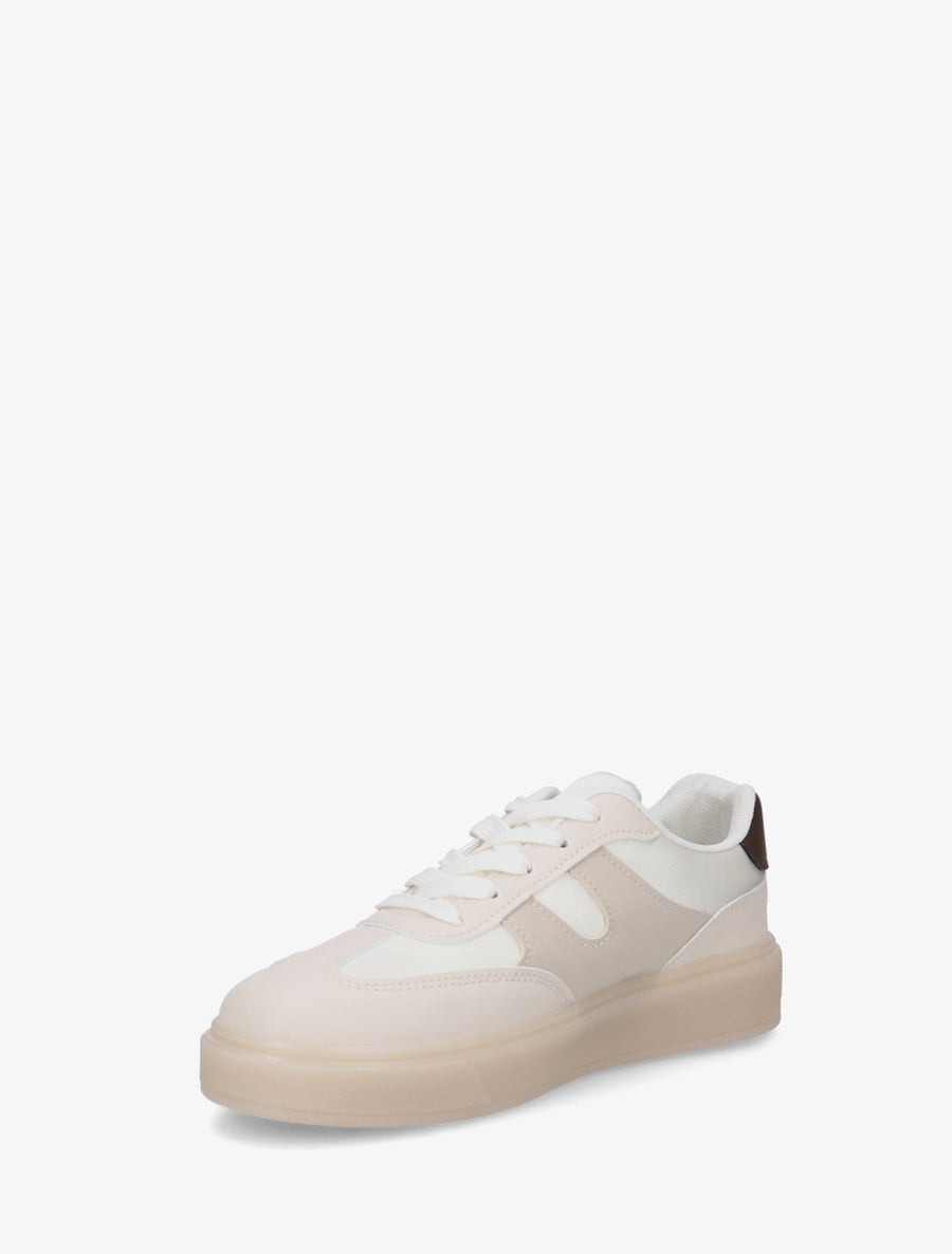 Sneakers à strass et tissu nacré - Beige - 3