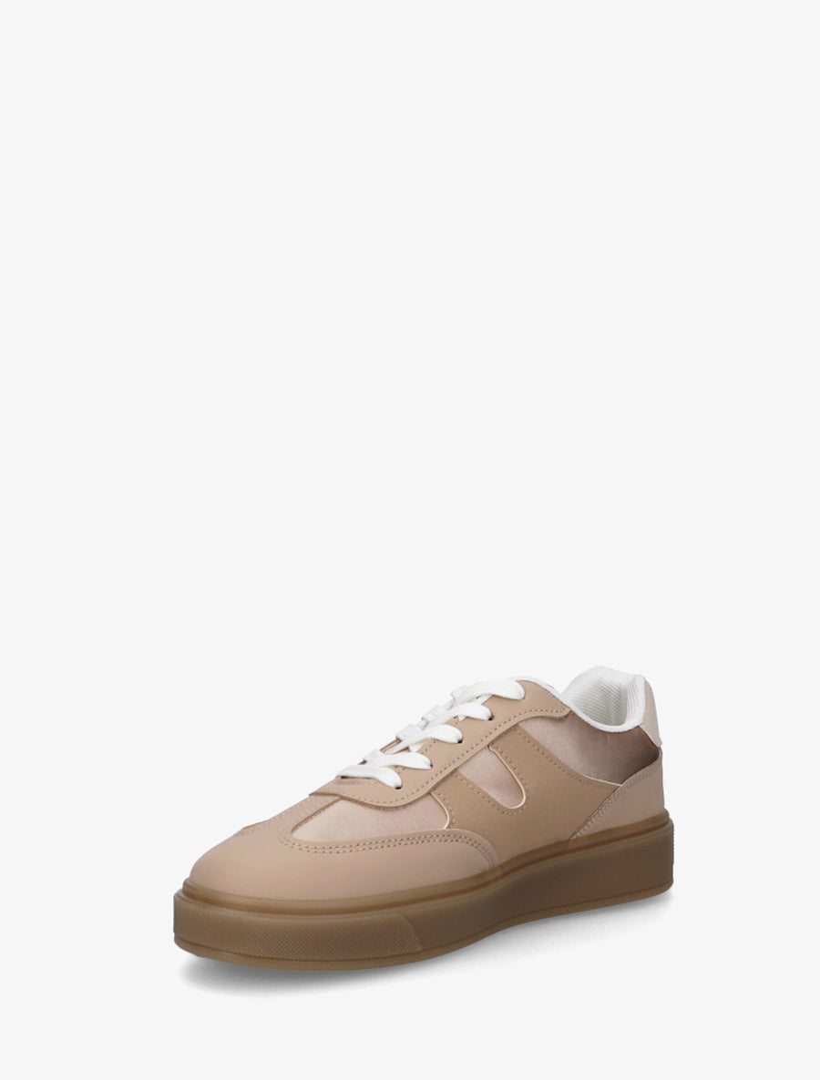 Sneakers à strass et tissu nacré - Nude - 3