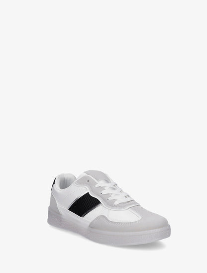 Sneakers en simili à contrefort contrastant - Blanc - 2