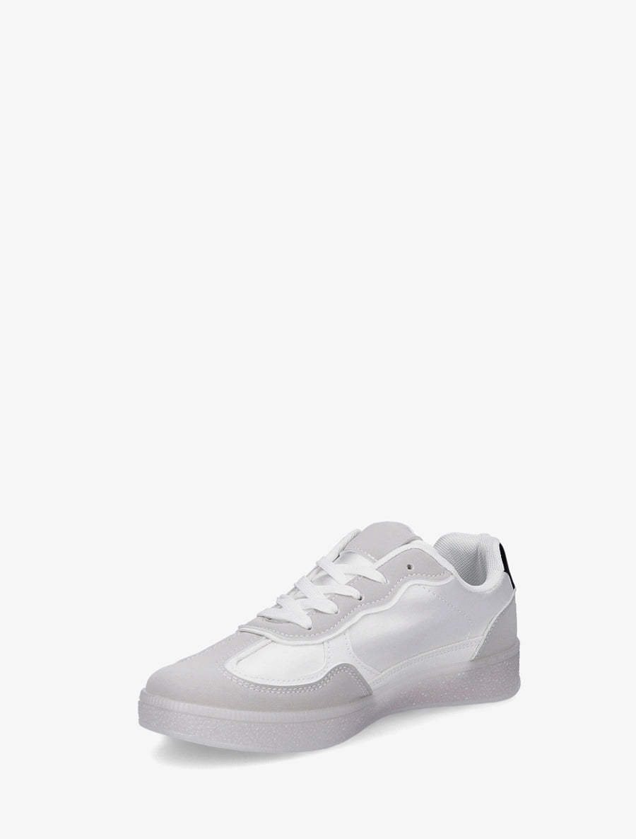 Sneakers en simili à contrefort contrastant - Blanc - 3