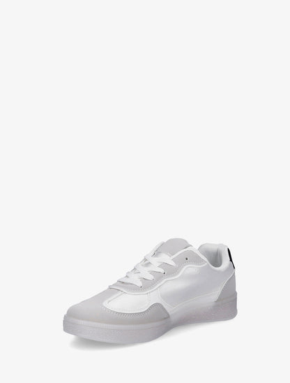 Sneakers en simili à contrefort contrastant - Blanc - 3