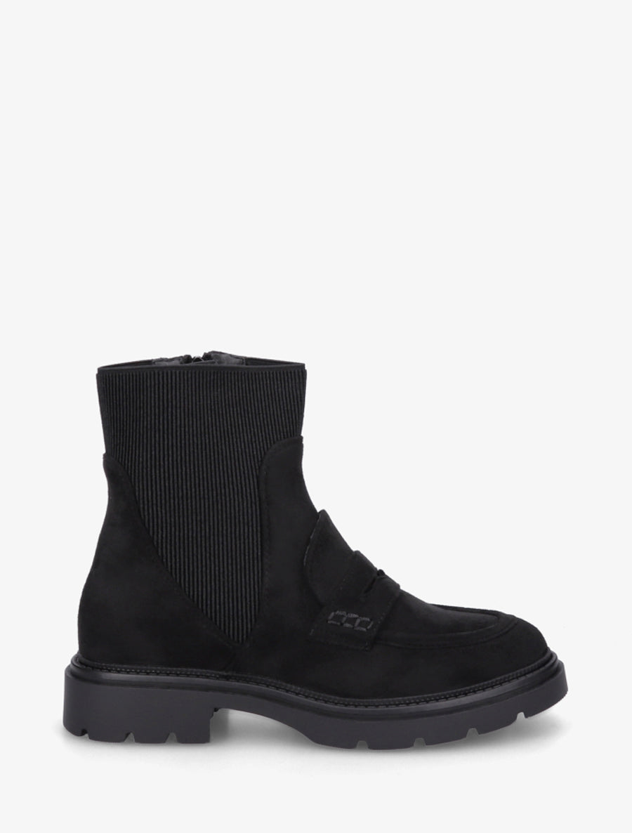 Bottines en suédine style mocassin - Noir - 1