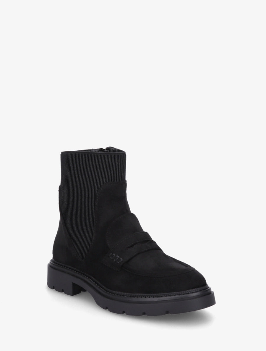 Bottines en suédine style mocassin - Noir - 2