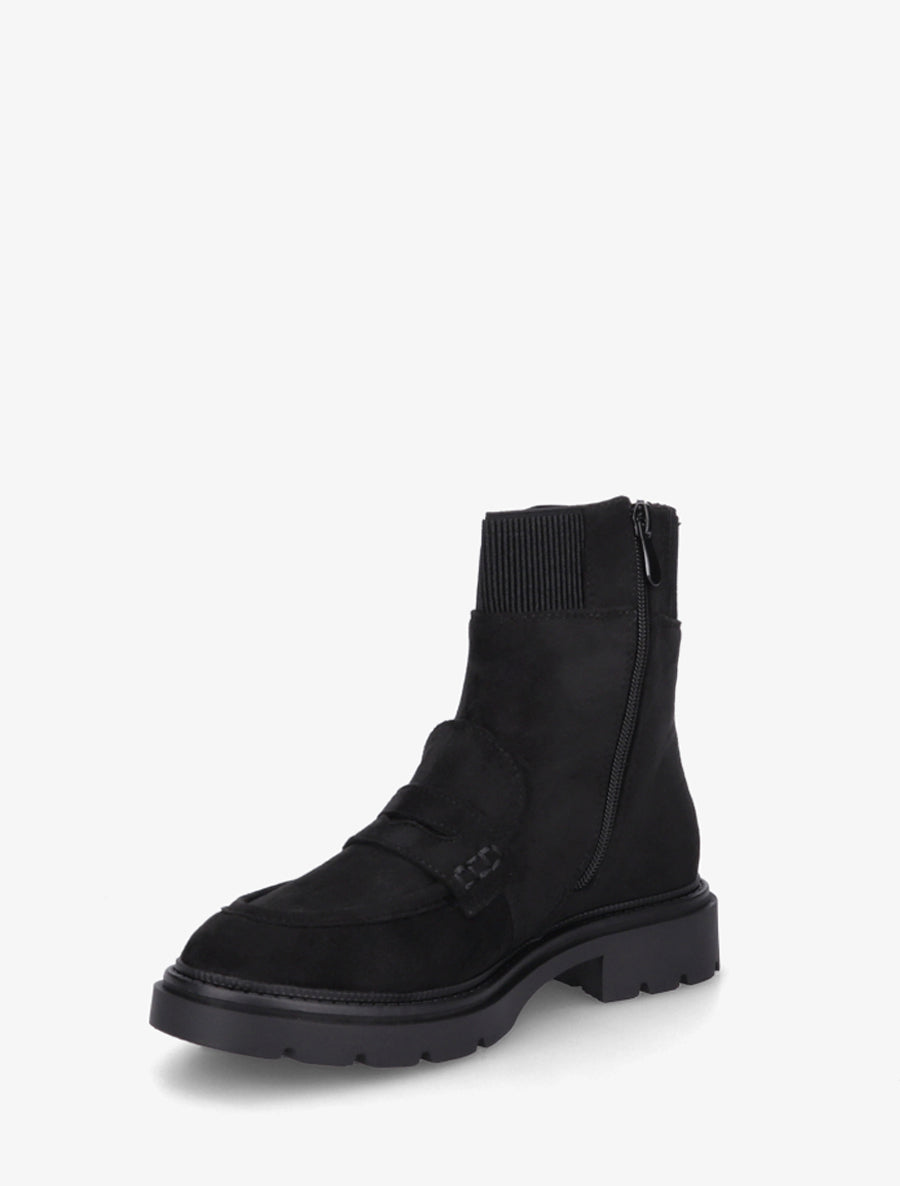 Bottines en suédine style mocassin - Noir - 3