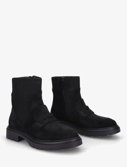 Bottines en suédine style mocassin - Noir - 4