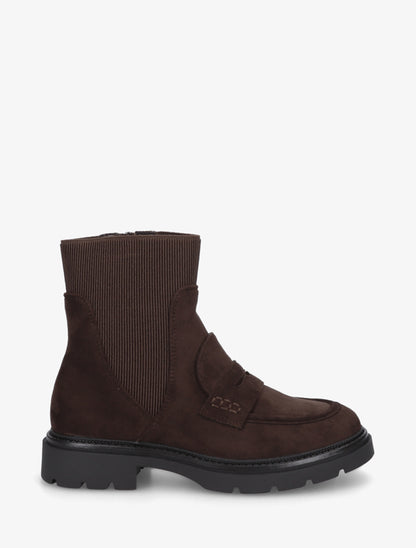 Bottines en suédine style mocassin - Chocolat - 1