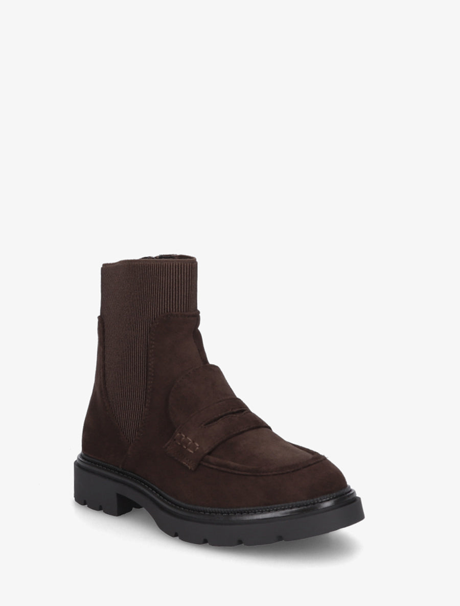 Bottines en suédine style mocassin - Chocolat - 2