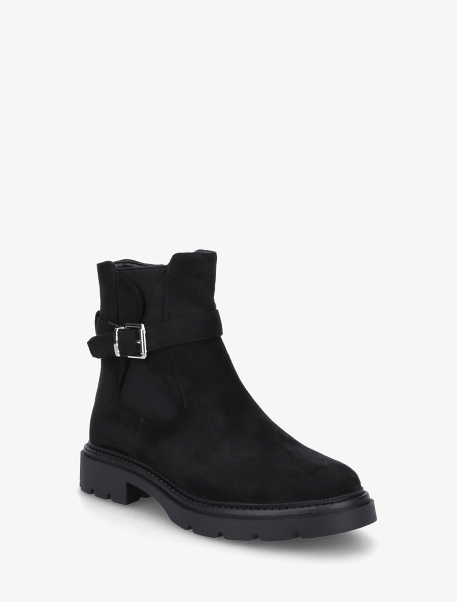 Bottines élastiquées en suédine à boucle - Noir - 2
