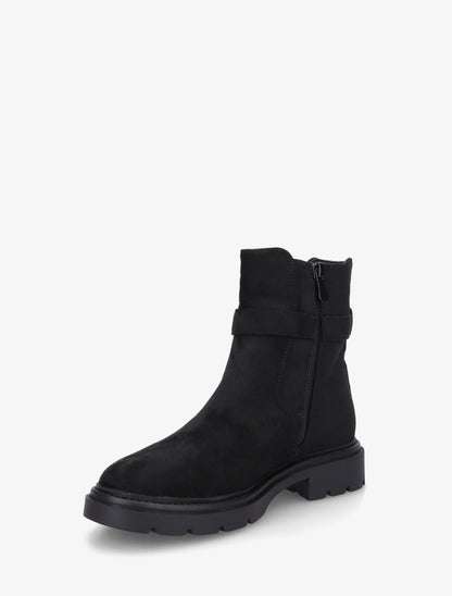 Bottines élastiquées en suédine à boucle - Noir - 3
