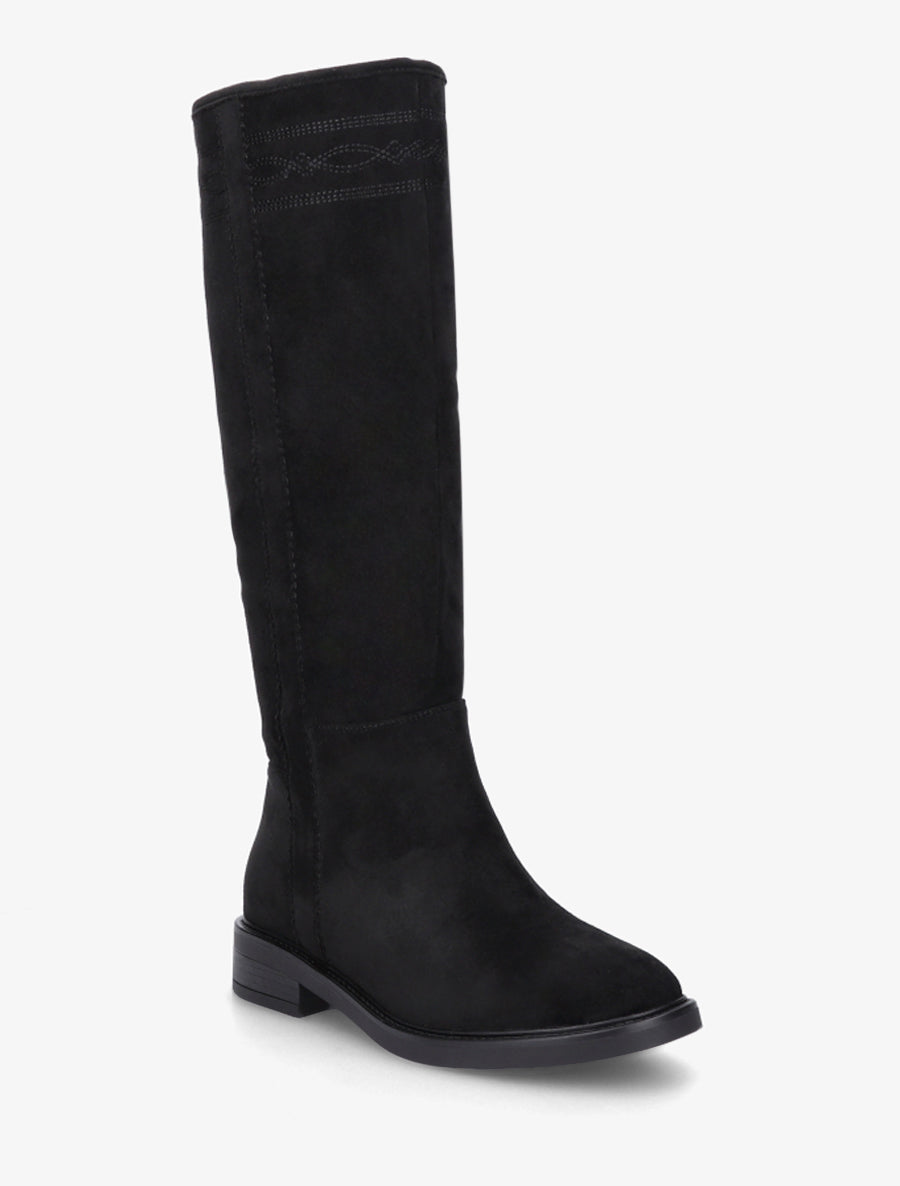 Bottes suédine à coutures fantaisies - Noir - 2