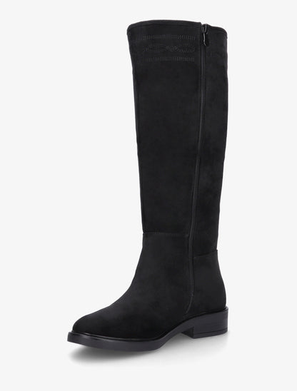 Bottes suédine à coutures fantaisies - Noir - 3