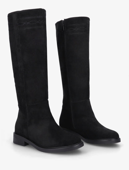 Bottes suédine à coutures fantaisies - Noir - 4