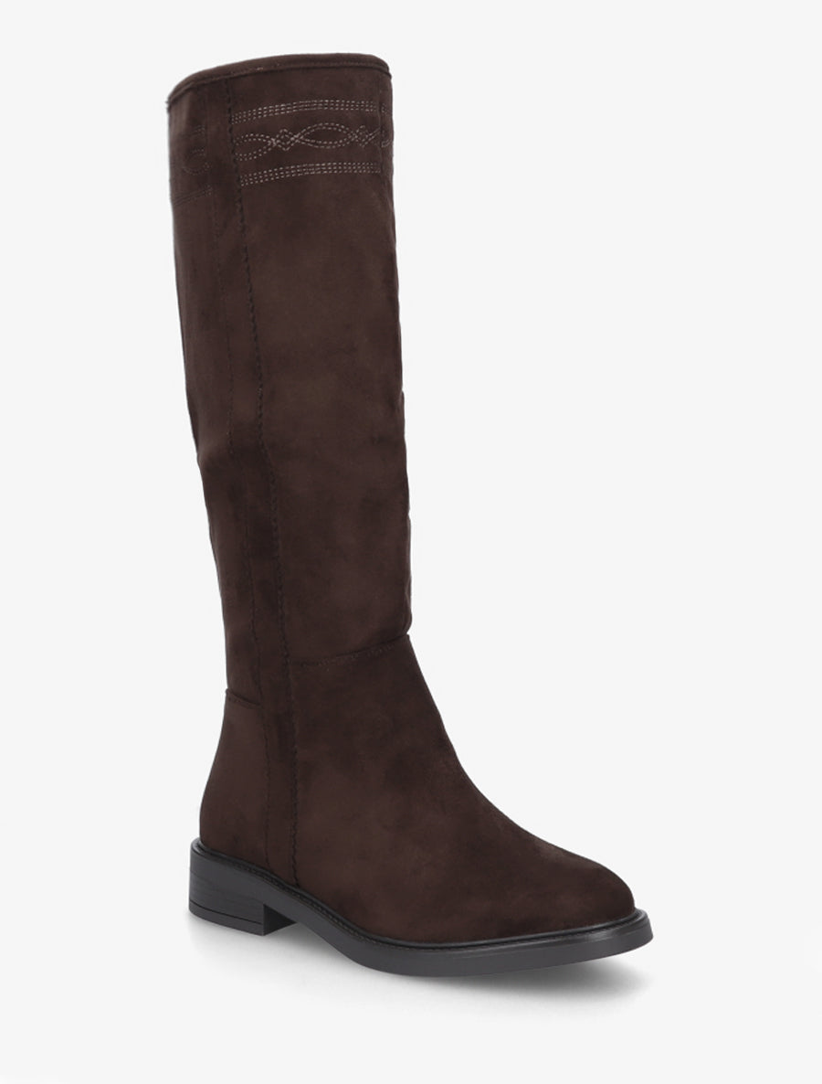 Bottes suédine à coutures fantaisies - Chocolat - 2
