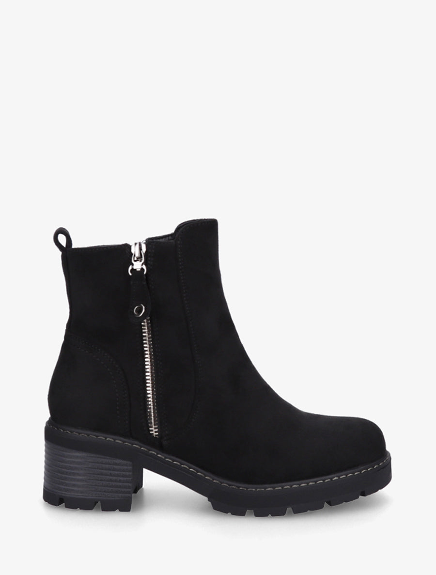 Bottines à talon en suédine - Noir - 1