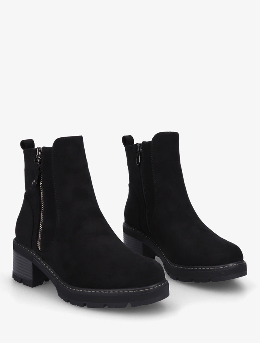 Bottines à talon en suédine - Noir - 4