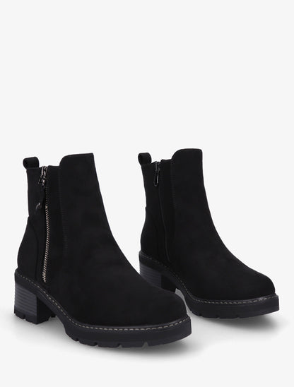 Bottines à talon en suédine - Noir - 4