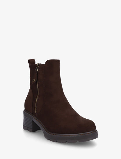 Bottines à talon en suédine - Chocolat - 2
