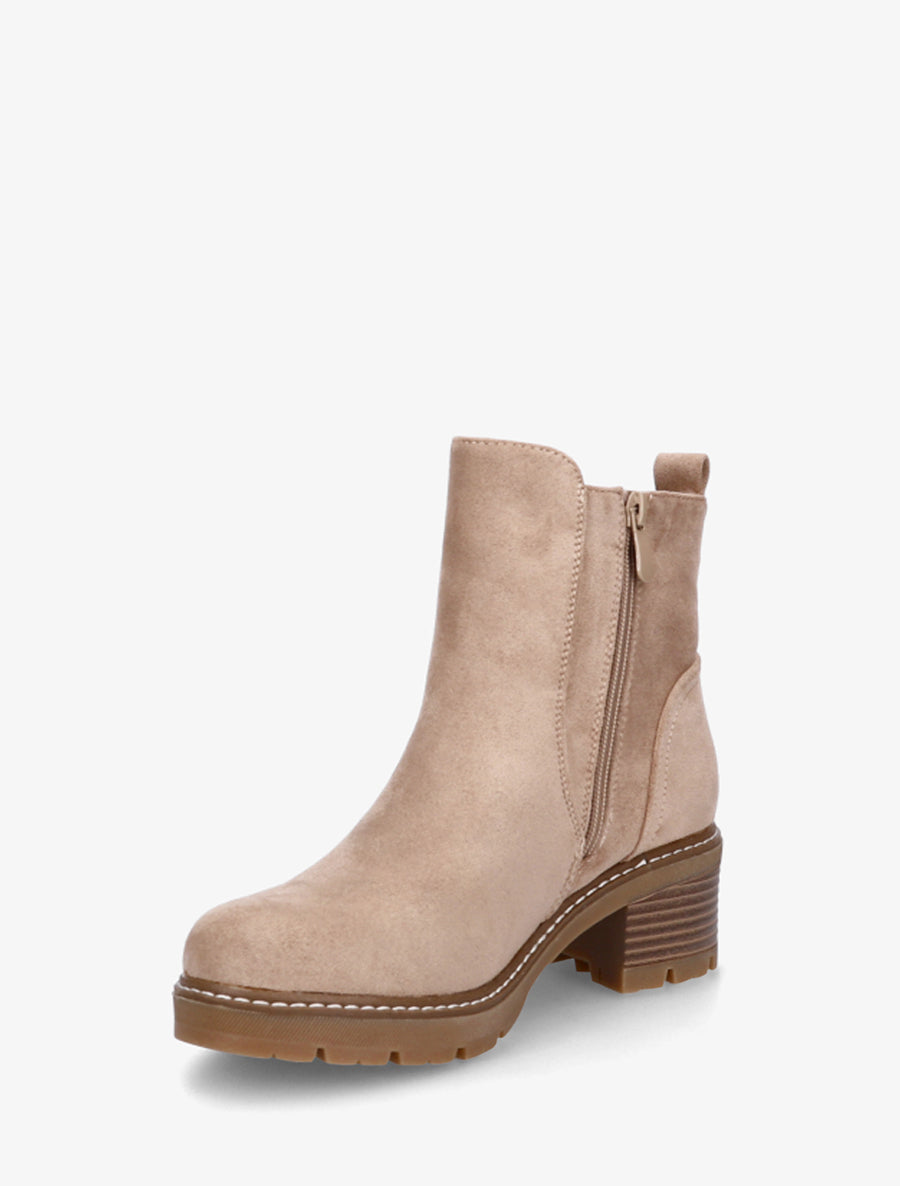 Bottines à talon en suédine - Taupe - 3