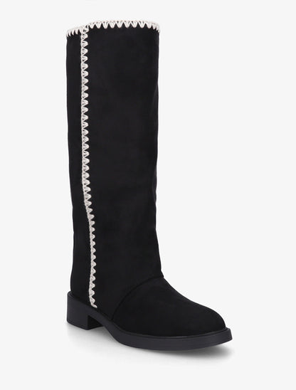 Bottes suédine brodées - Noir - 2