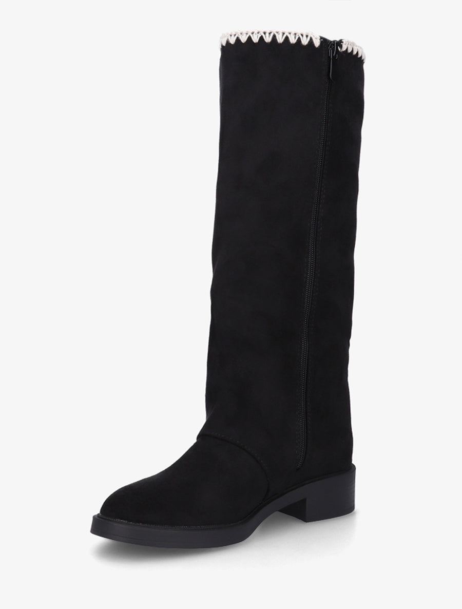 Bottes suédine brodées - Noir - 3