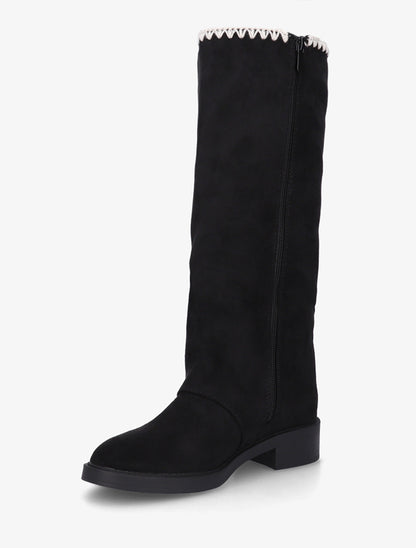 Bottes suédine brodées - Noir - 3