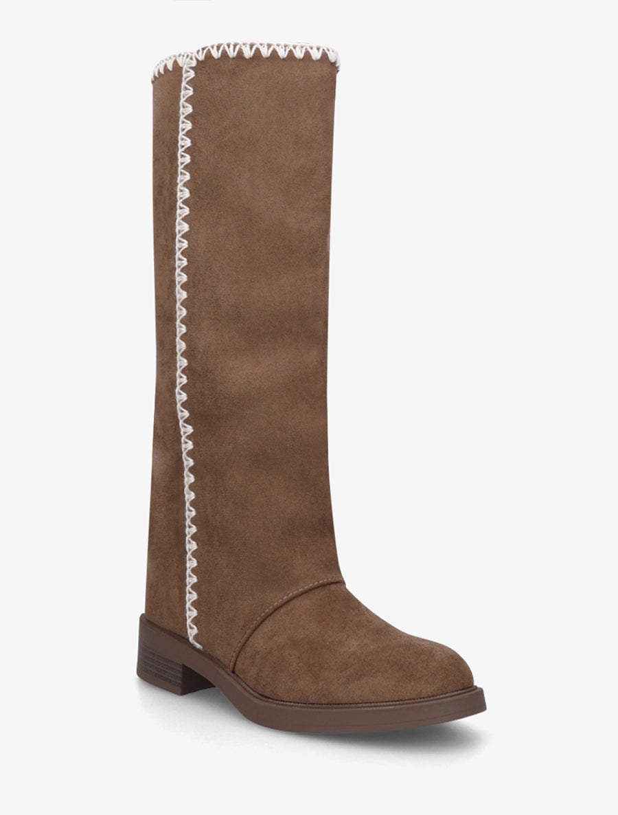 Bottes suédine brodées - Marron - 2