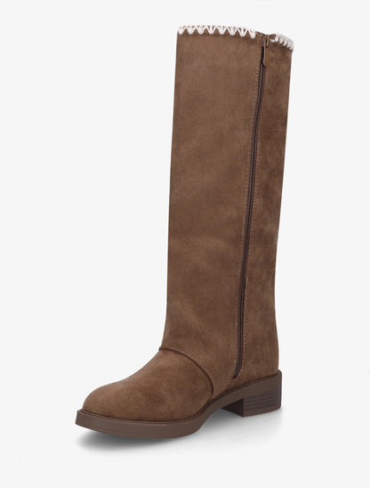 Bottes suédine brodées - Marron - 3