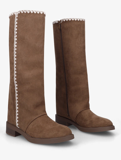 Bottes suédine brodées - Marron - 4