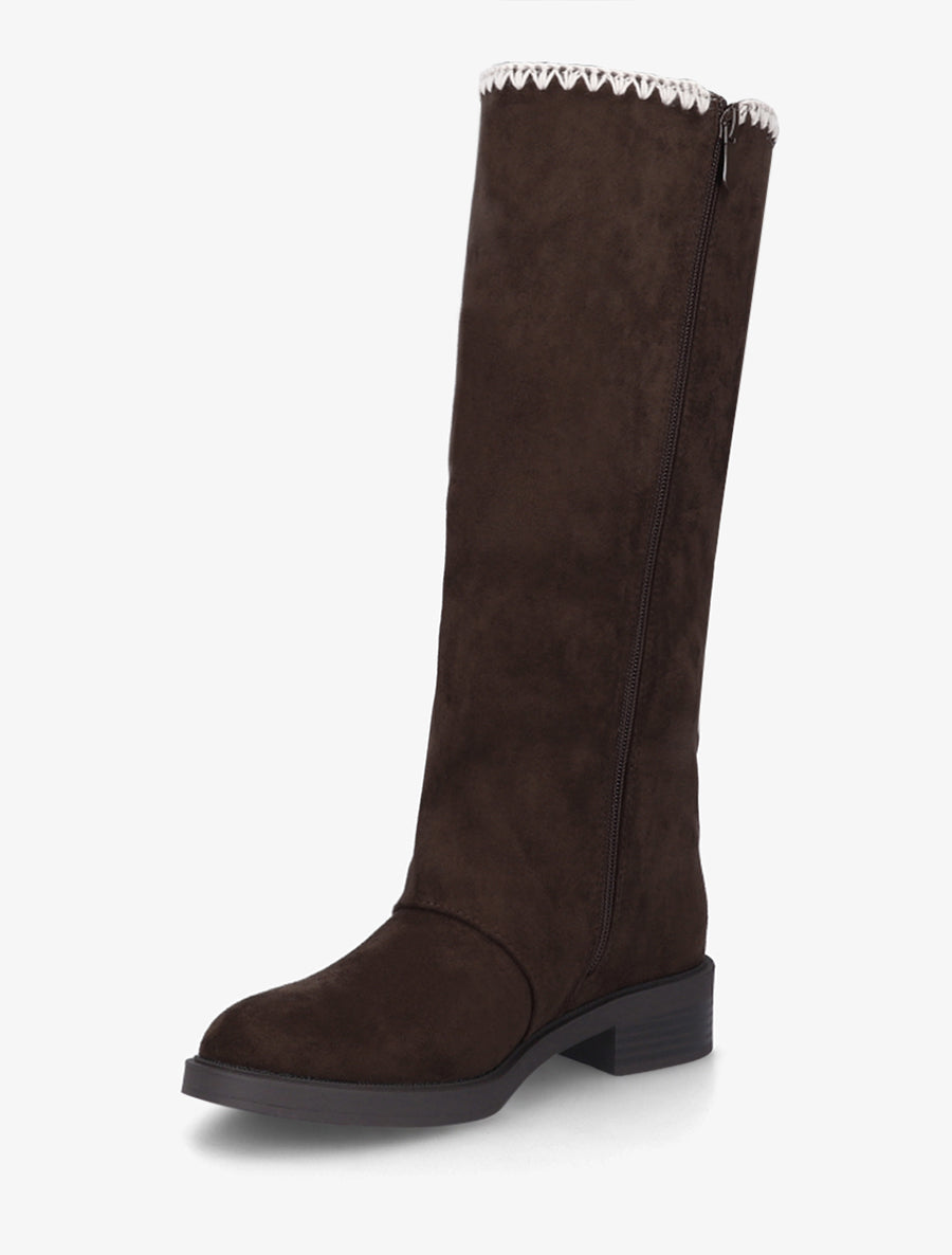 Bottes suédine brodées - Chocolat - 3