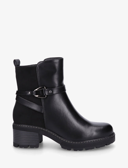 Bottines unies en simili et suédine - Noir - 1