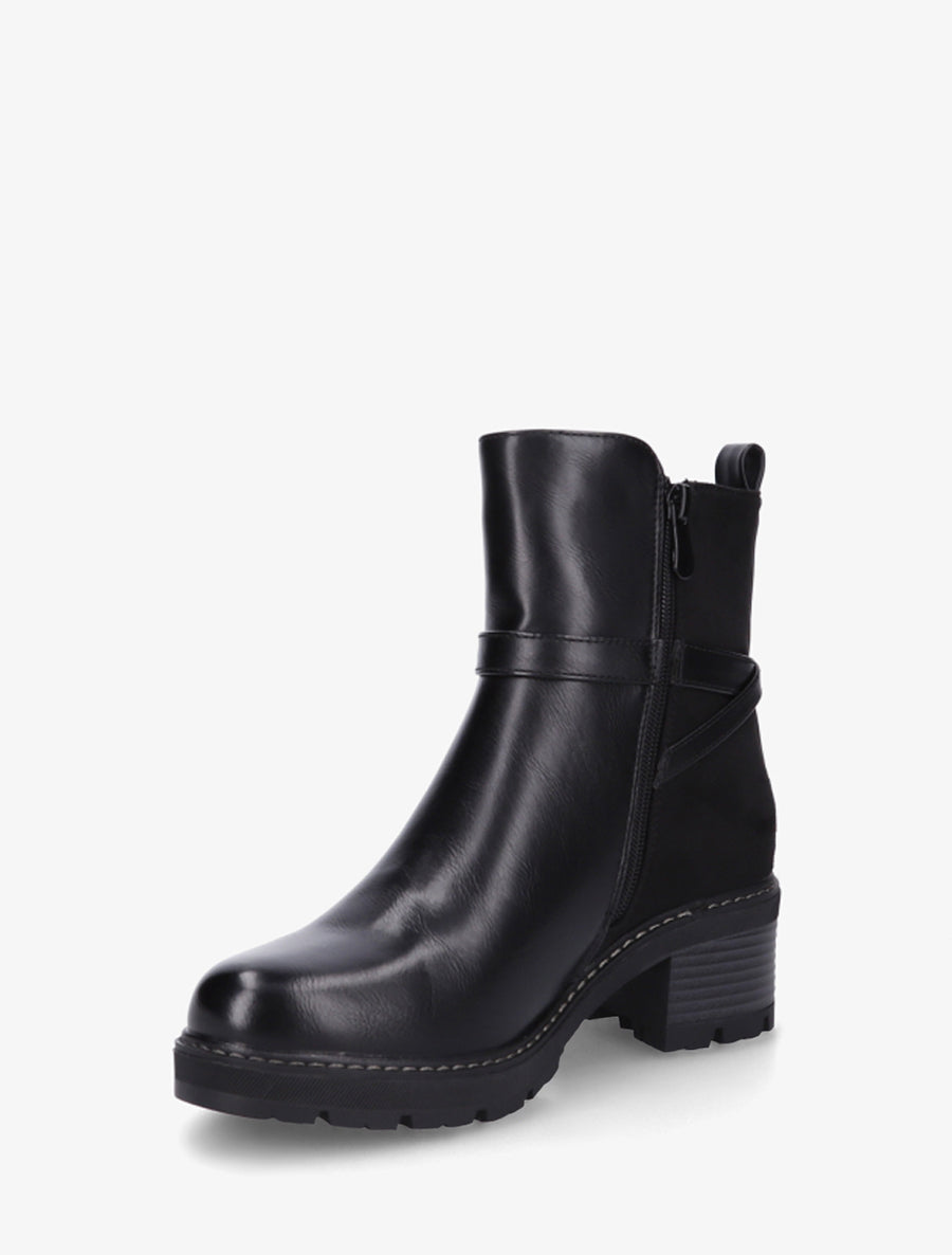 Bottines unies en simili et suédine - Noir - 3