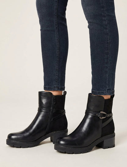 Bottines unies en simili et suédine - Noir