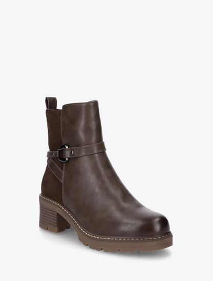 Bottines unies en simili et suédine - Taupe foncé - 2