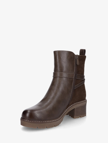 Bottines unies en simili et suédine - Taupe foncé - 3