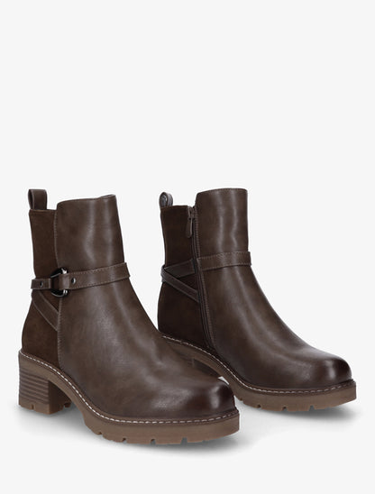 Bottines unies en simili et suédine - Taupe foncé - 4