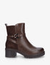 Bottines unies en simili et suédine - Marron - 1