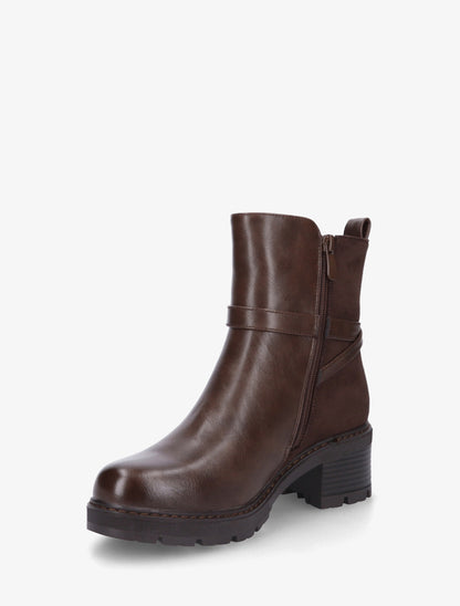 Bottines unies en simili et suédine - Marron - 3