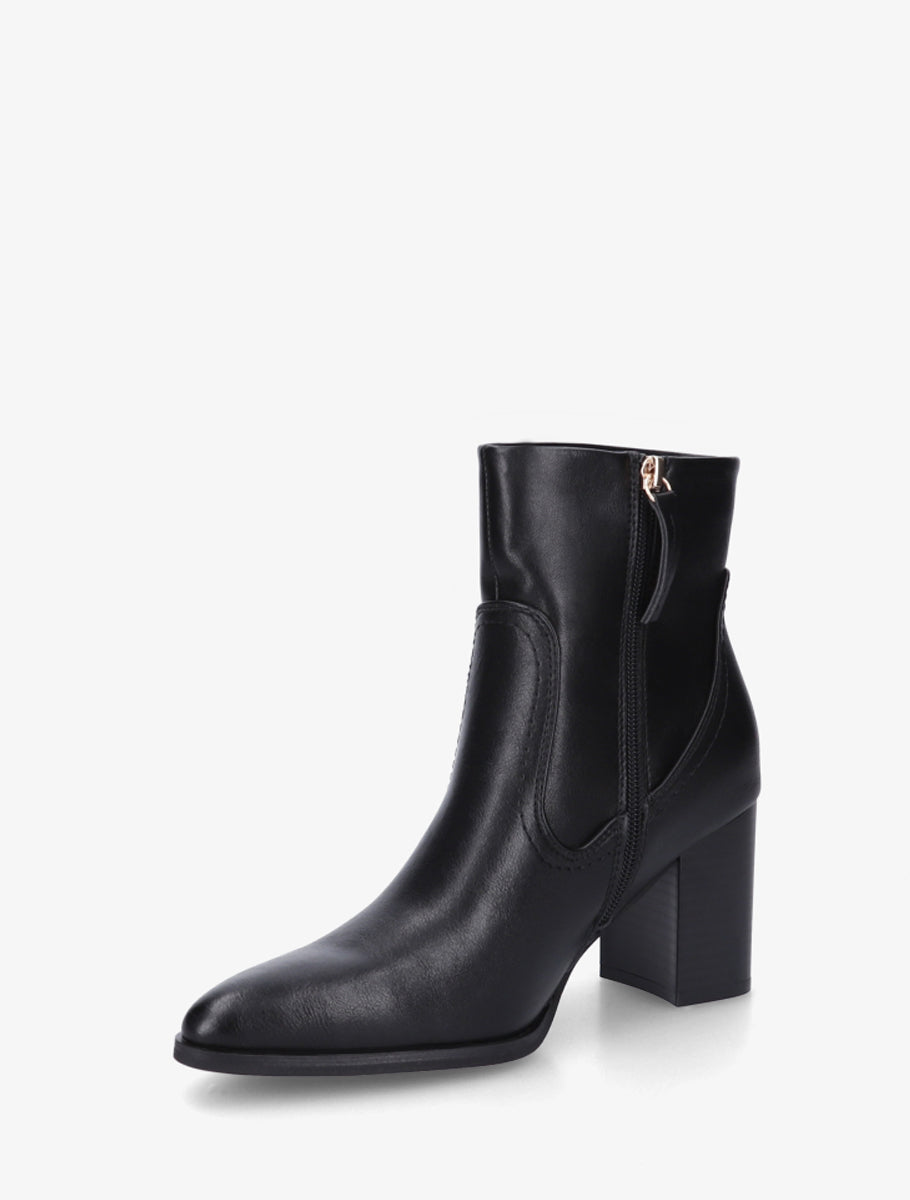 Bottines à talon en simili bouts pointus - Noir - 3