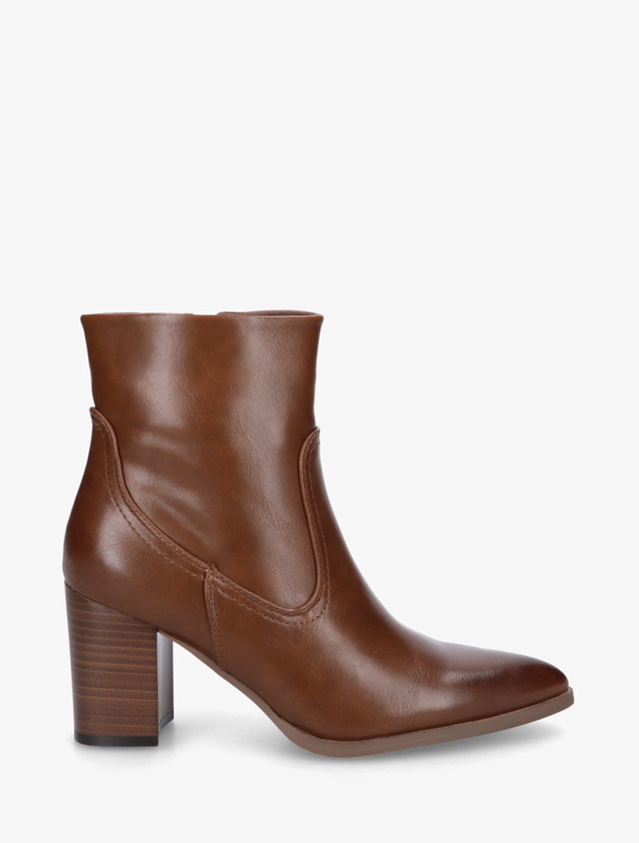Bottines à talon en simili bouts pointus - Camel - 1