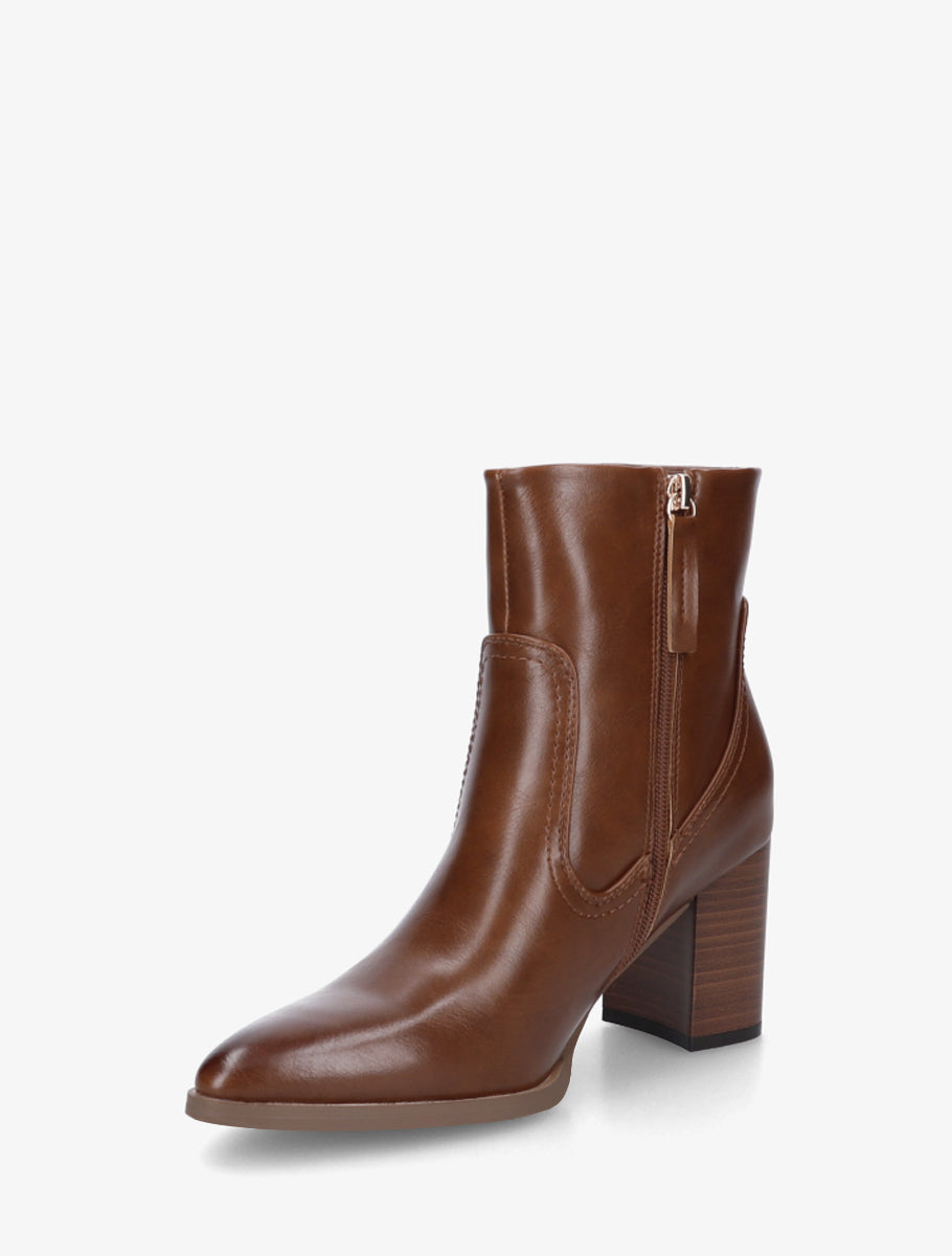 Bottines à talon en simili bouts pointus - Camel - 3