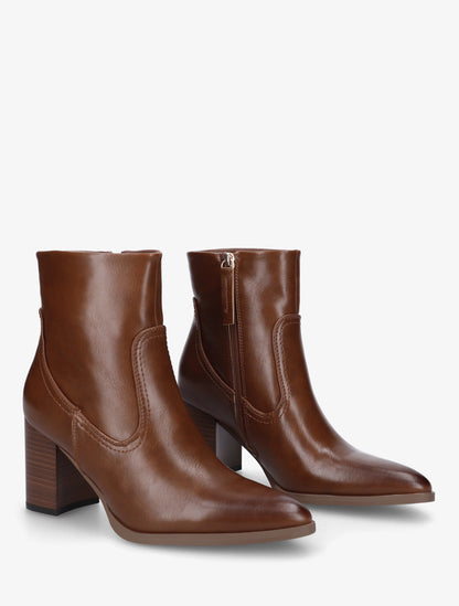 Bottines à talon en simili bouts pointus - Camel - 4