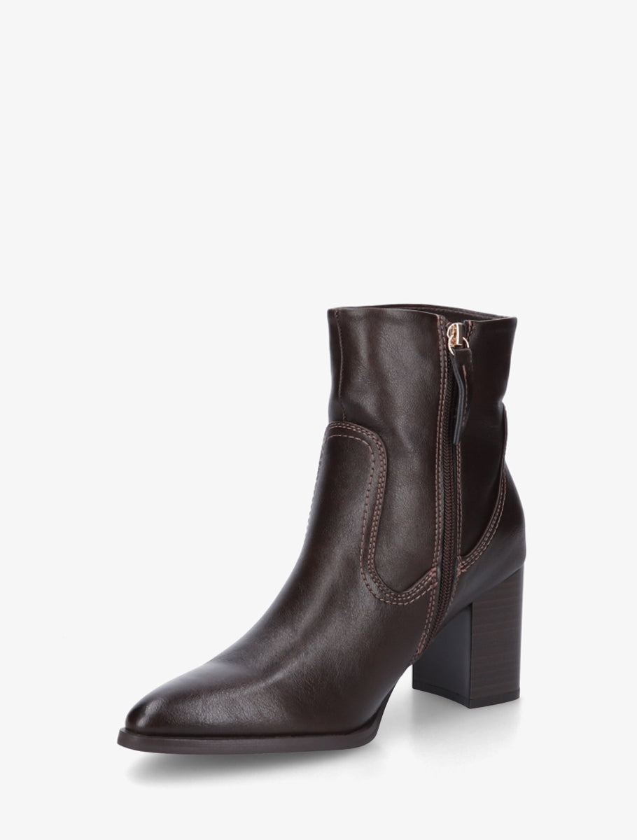 Bottines à talon en simili bouts pointus - Marron - 3