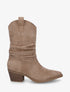 Bottines en suédine style santiags - Taupe - 1