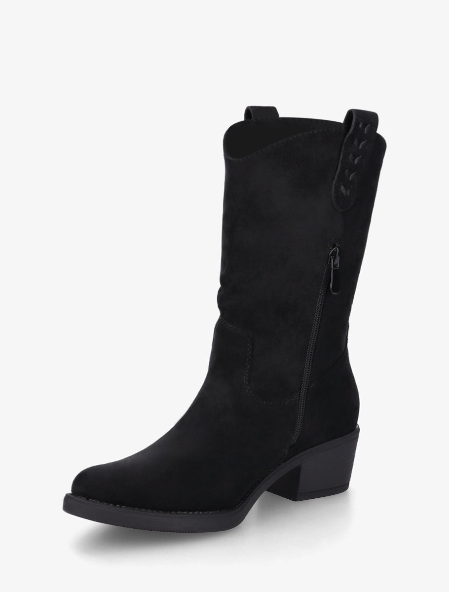 Bottines en suédine à bouts ronds - Noir - 3